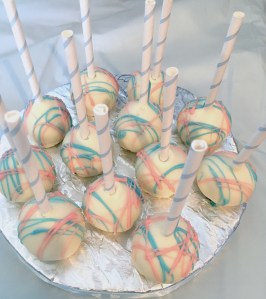 Photo of cakepops for baby gender reveal party